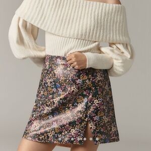 *Anthropologie Maeve Faux Leather Side Slit Micro Mini Skirt